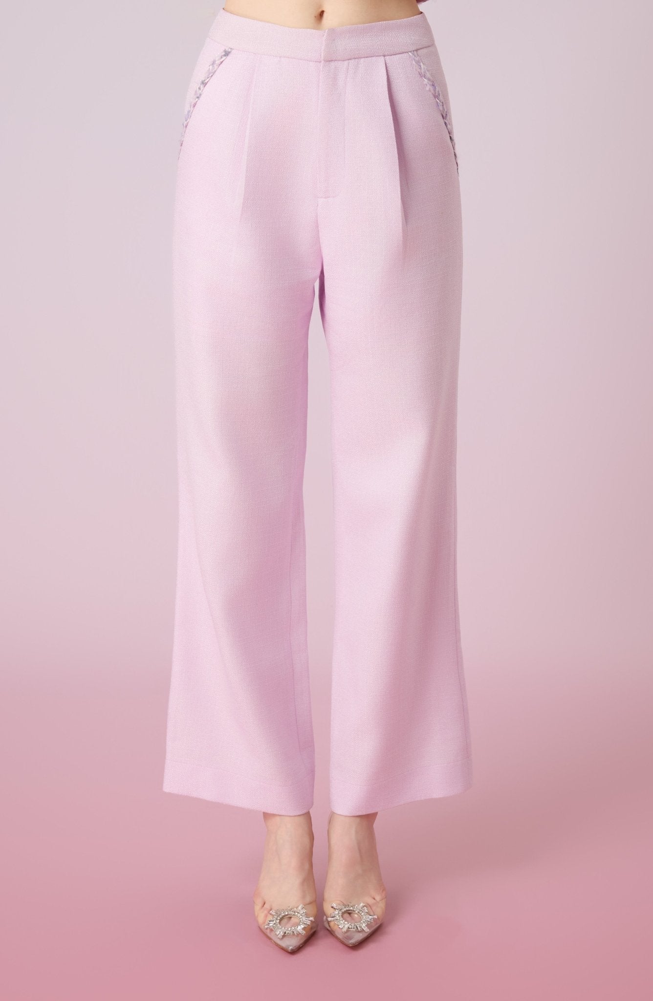 Jewelyn Lilac Tweed Straight Pants - Nimisski