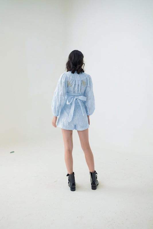 Evalyn Jacquard Shorts Blue - Nimisski