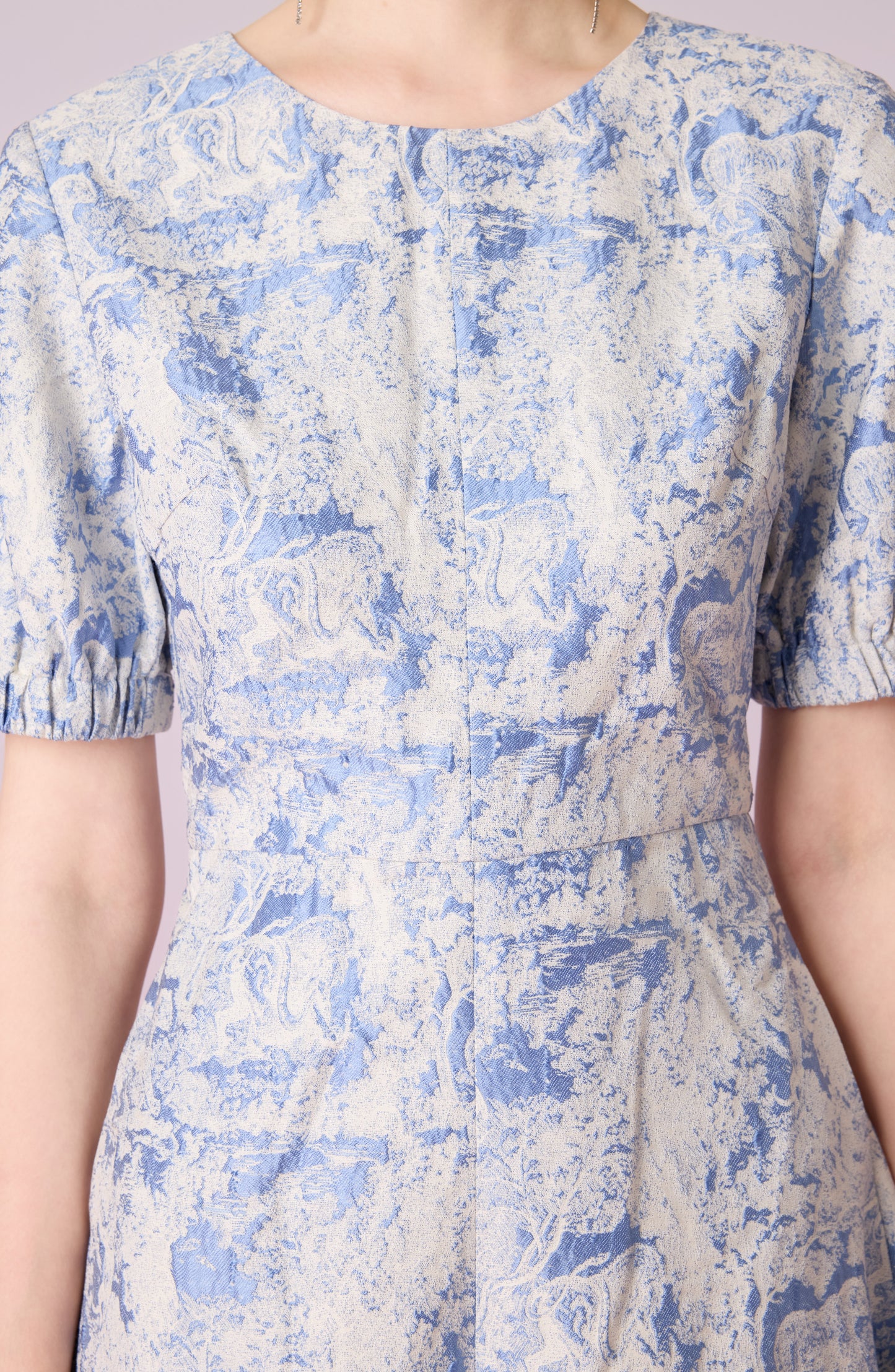 Joleen White Animal Print In Blue Midi Dress
