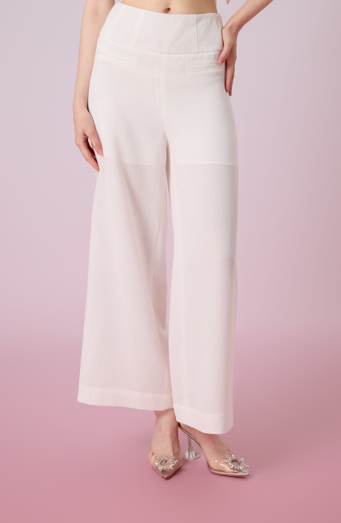 Janevra White High Waist Wide Pants
