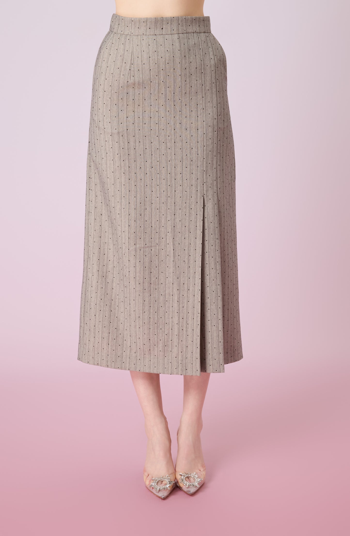 Jeanne Grey Straight Long Skirt