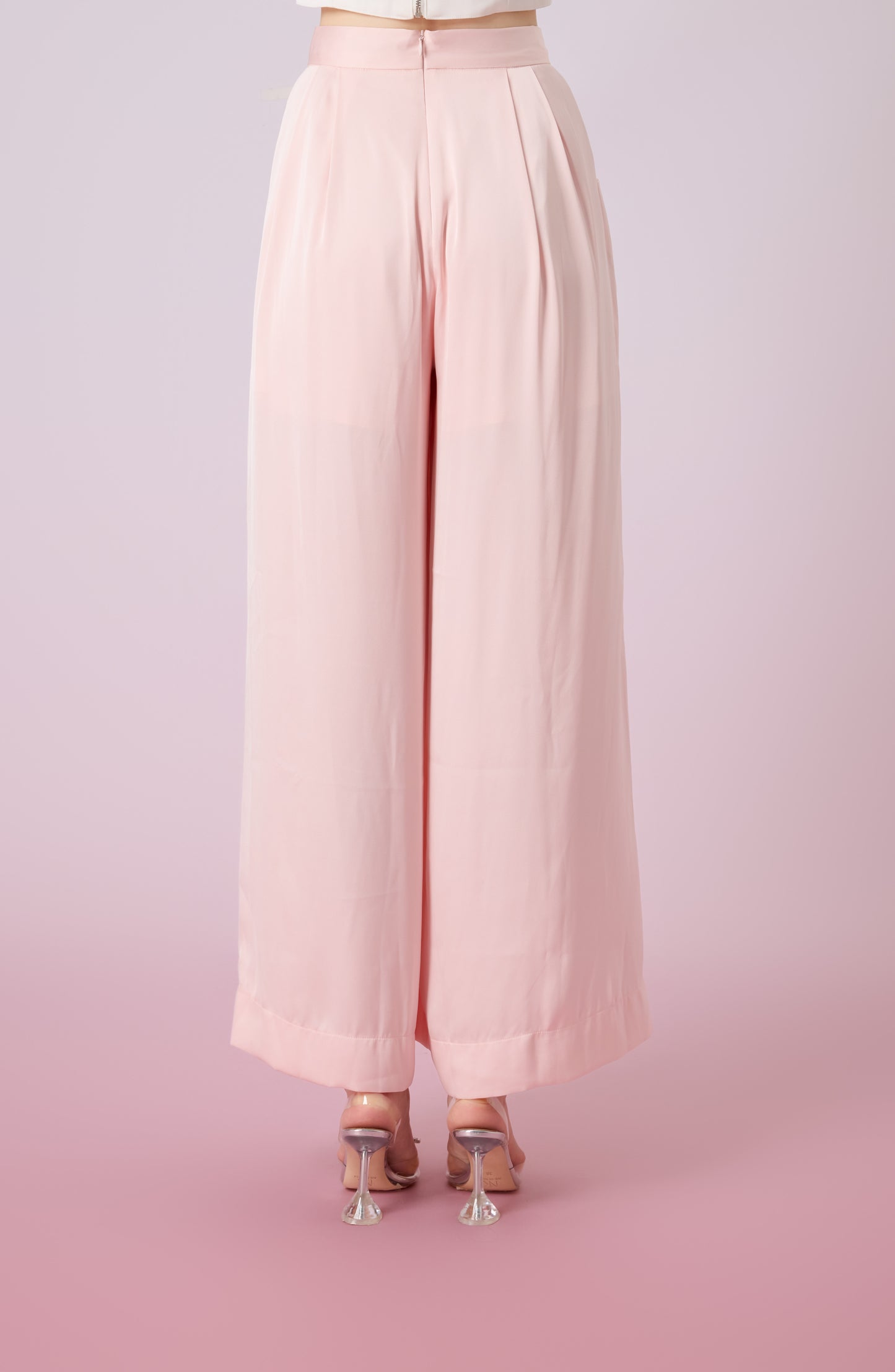 Ginelle Light Pink Sateen Wide Pants