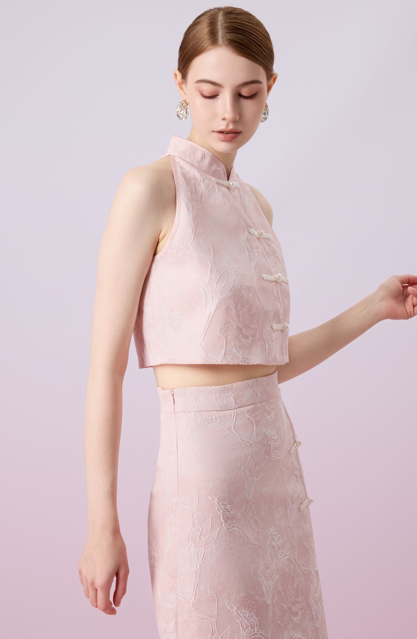 Galiena Pink Rose Cheongsam Top