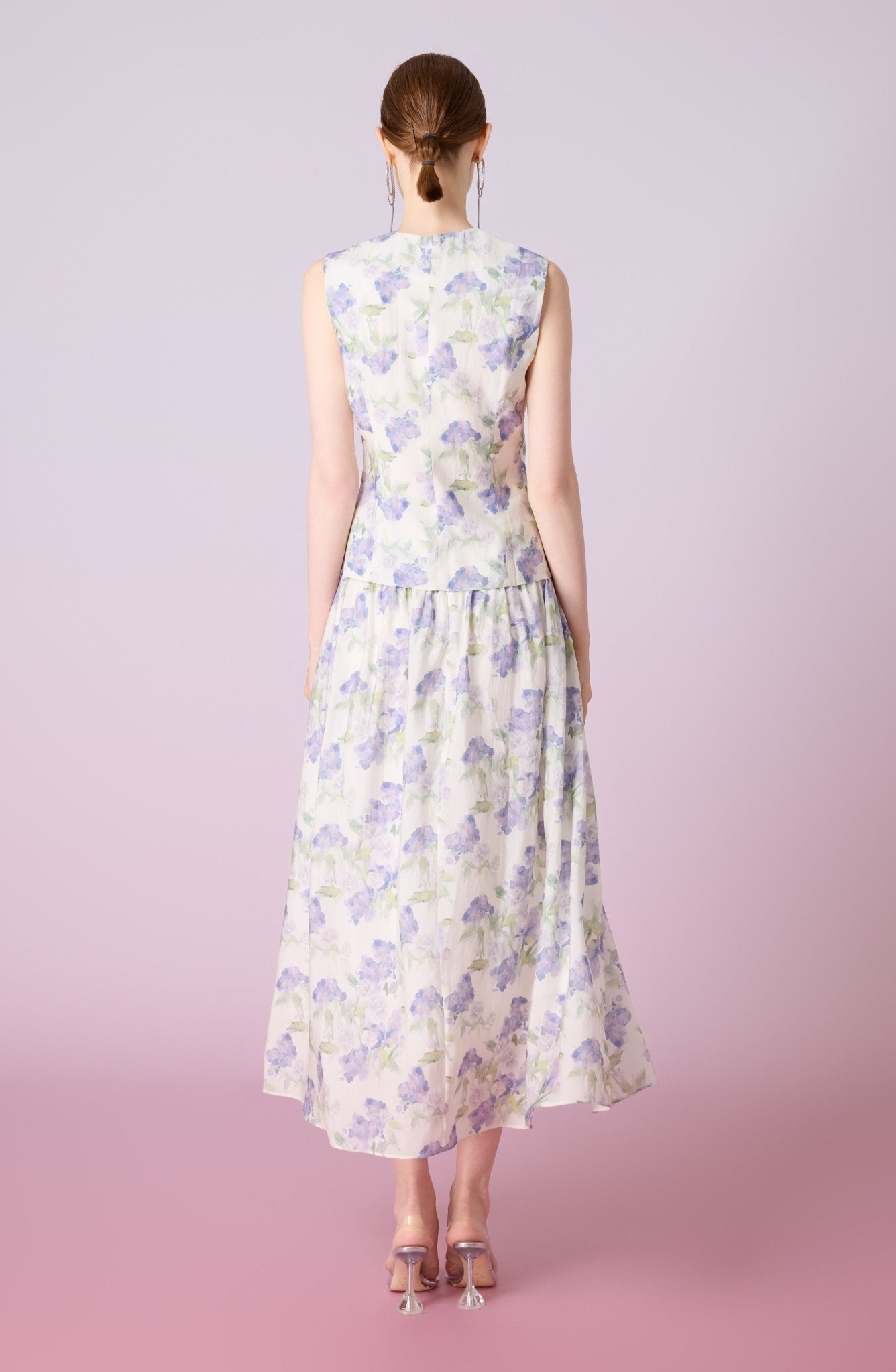 Jaculine Purple Floral Print Skirt - Nimisski