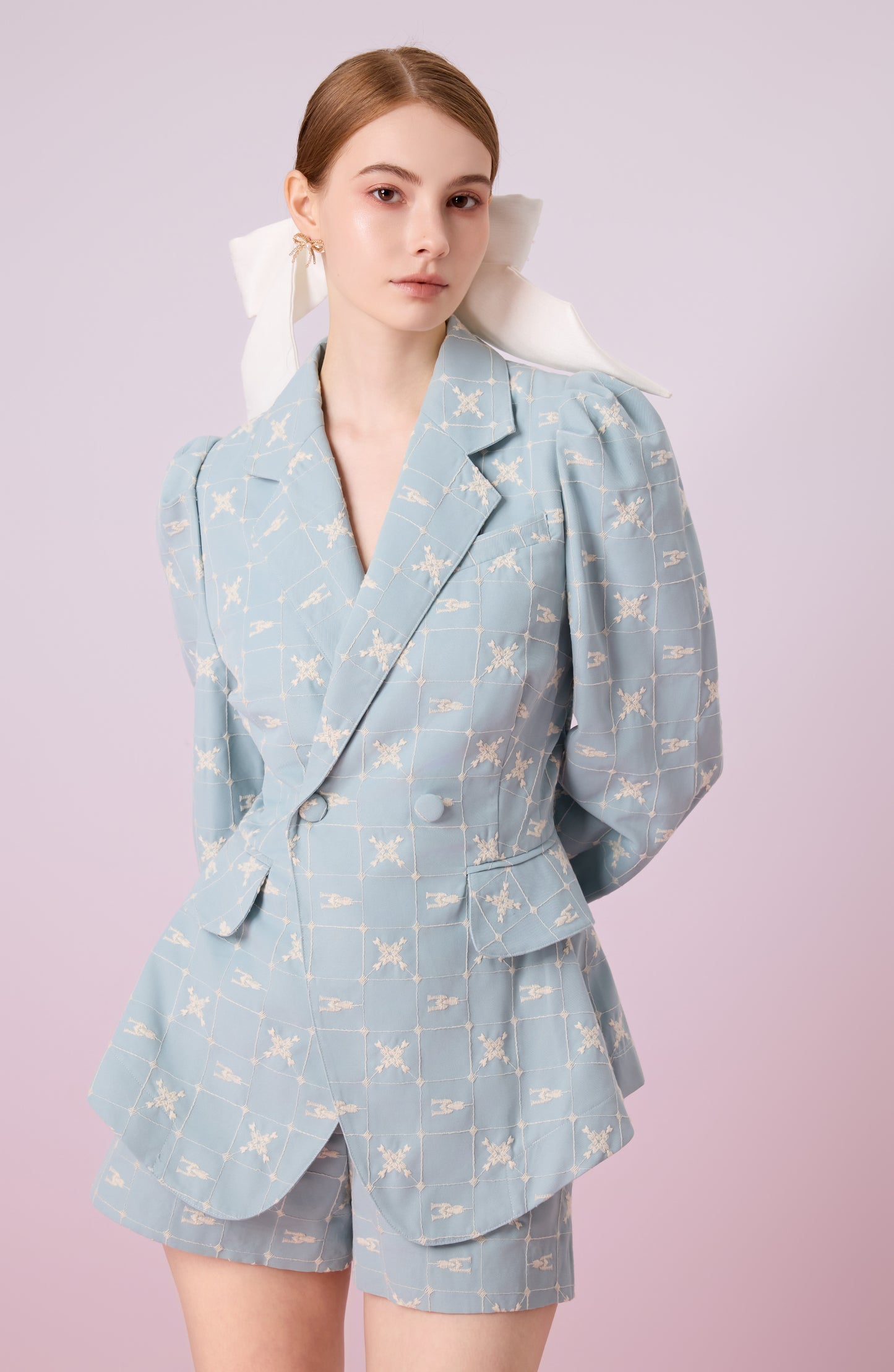Jackalin Light Blue Single Breasted Blazer