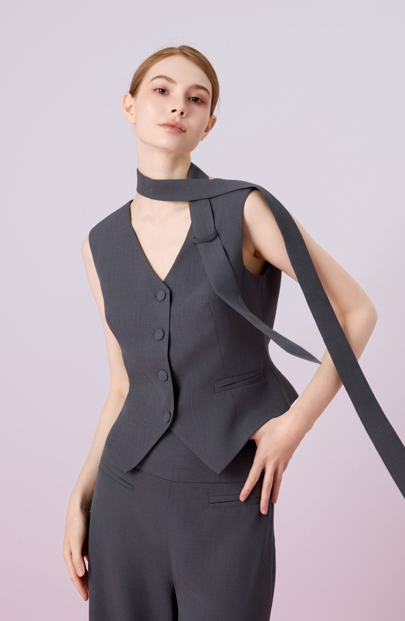 Janevra Dark Grey Adjustable Back Vest - Nimisski