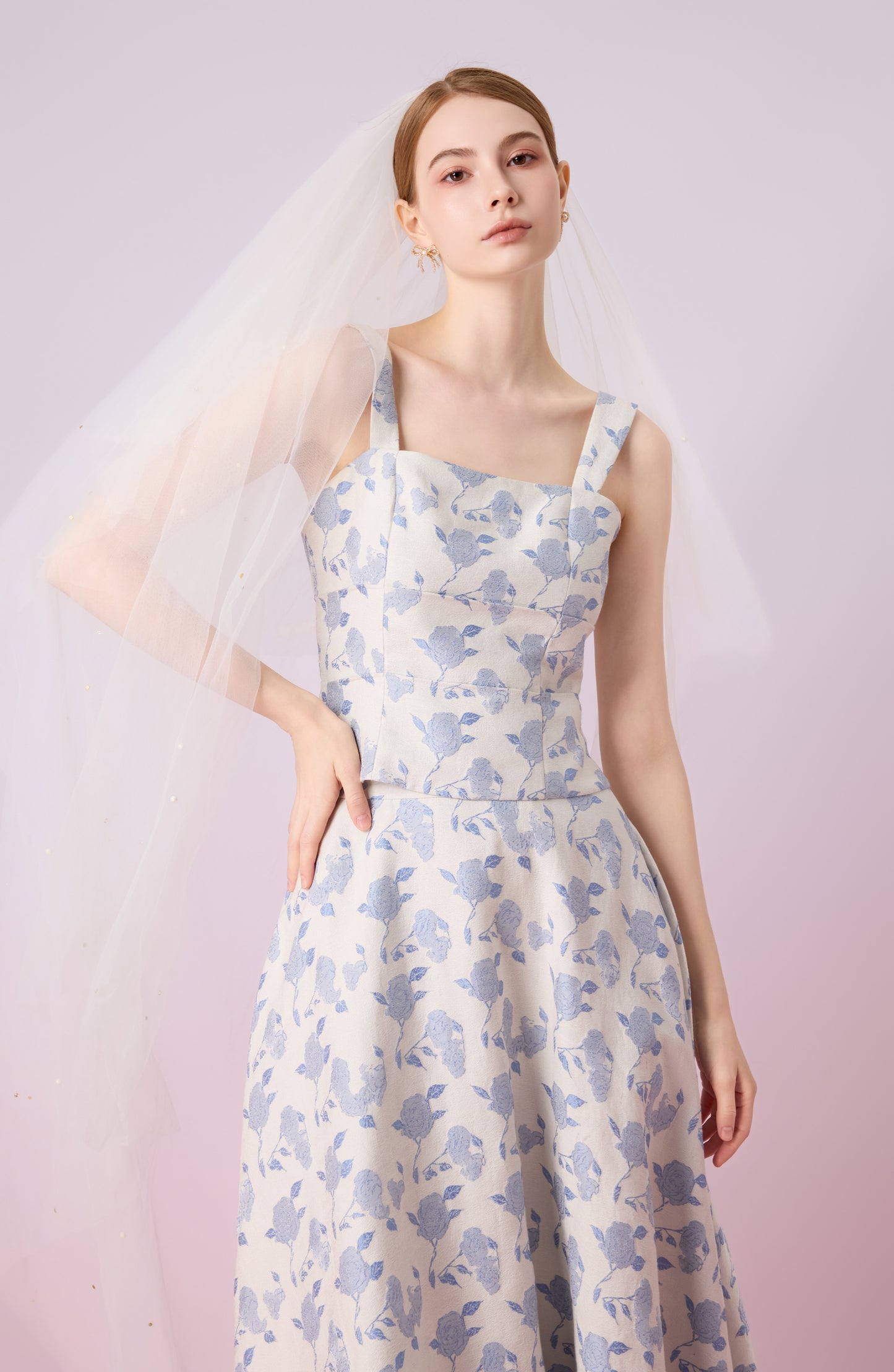 Giuseppina White With Rose Print Strap Top