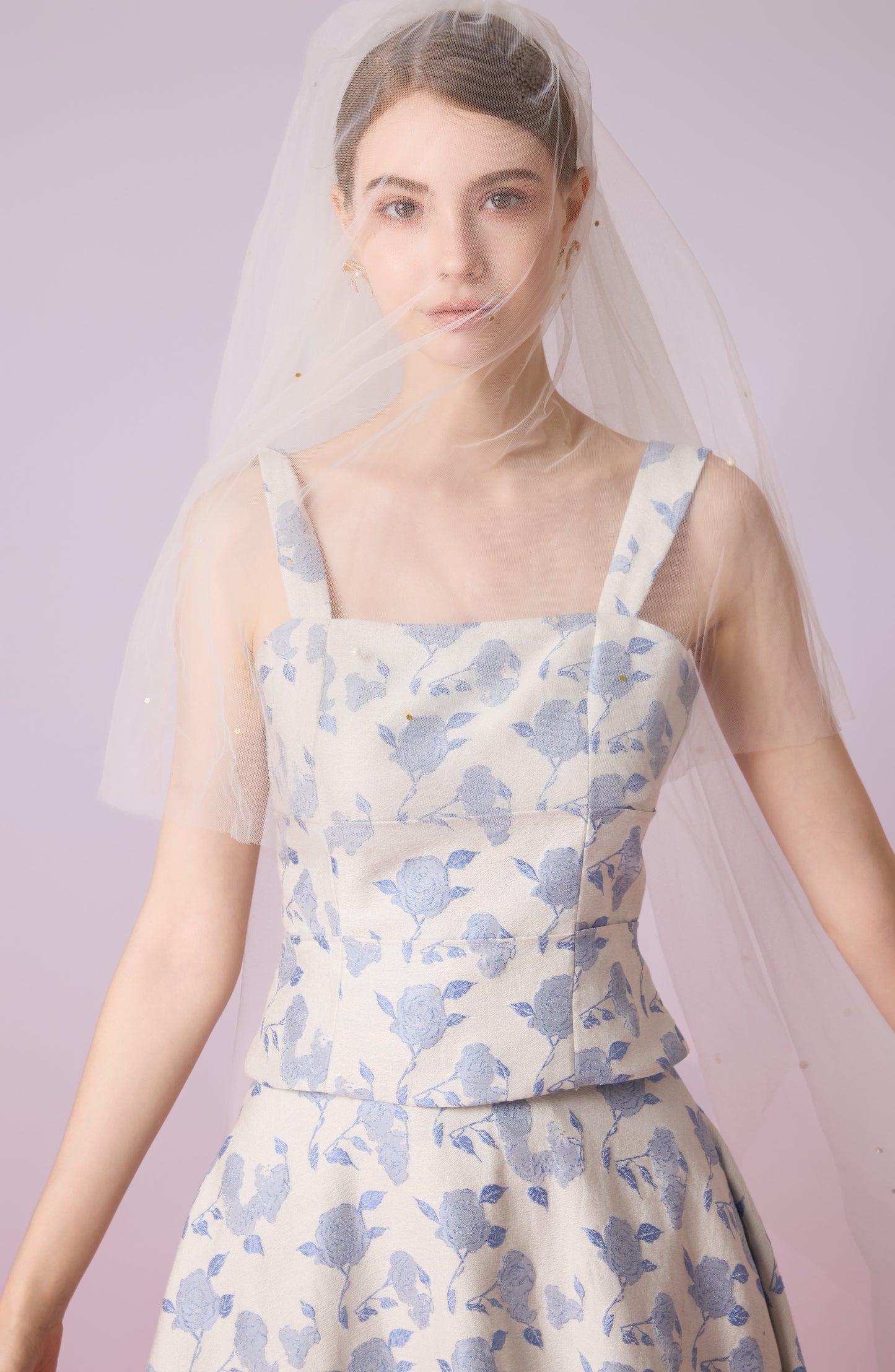 Giuseppina White With Rose Print Strap Top