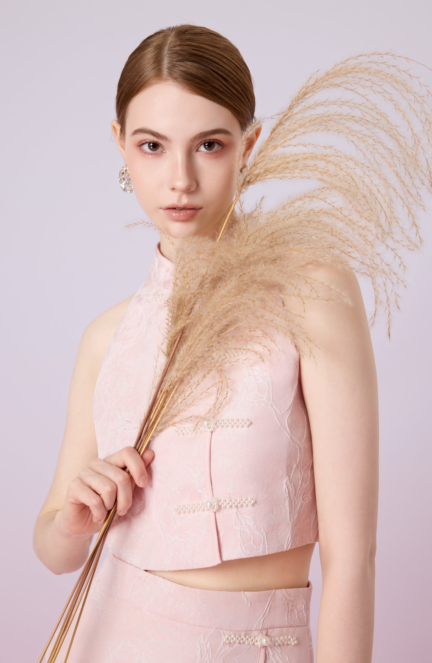 Galiena Pink Rose Cheongsam Top