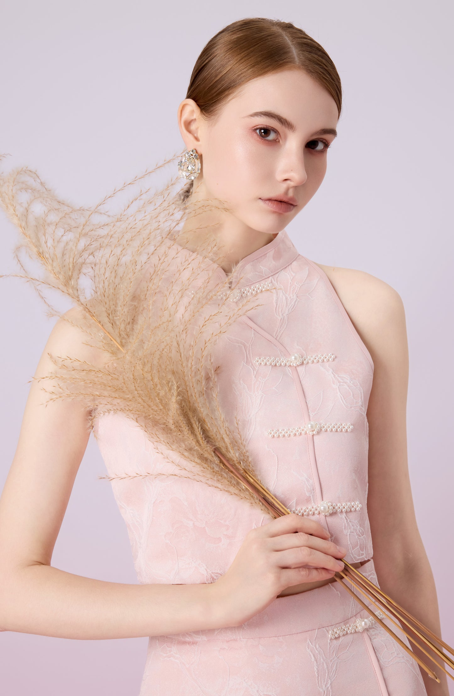 Galiena Pink Rose Cheongsam Top