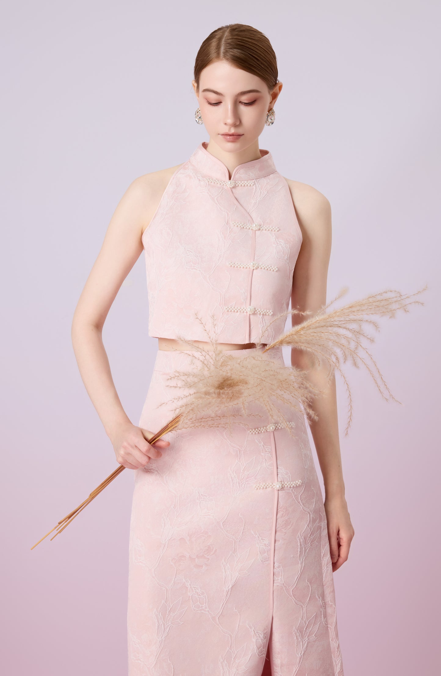 Galiena Pink Rose Cheongsam Top