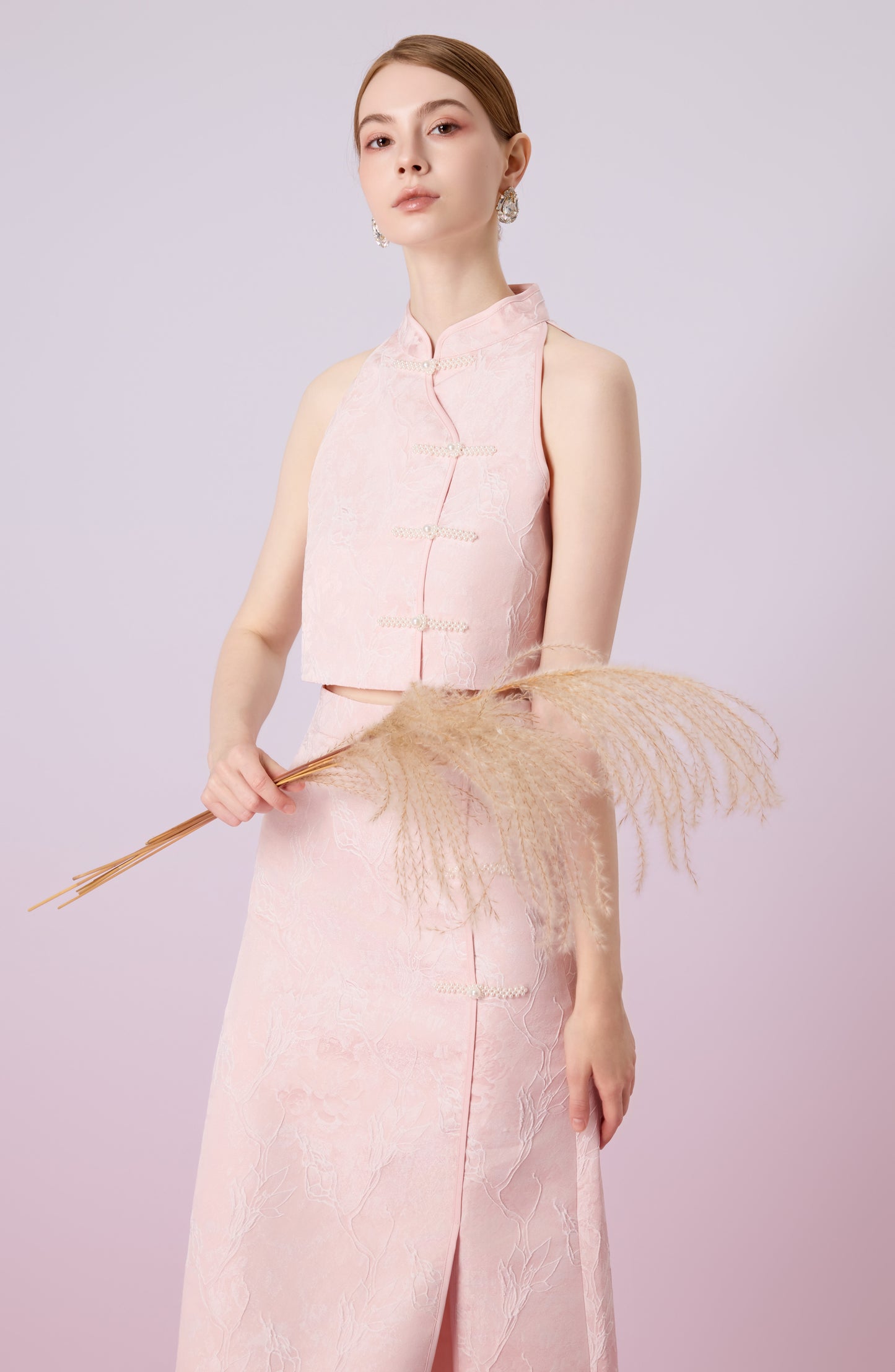 Galiena Pink Rose Cheongsam Top
