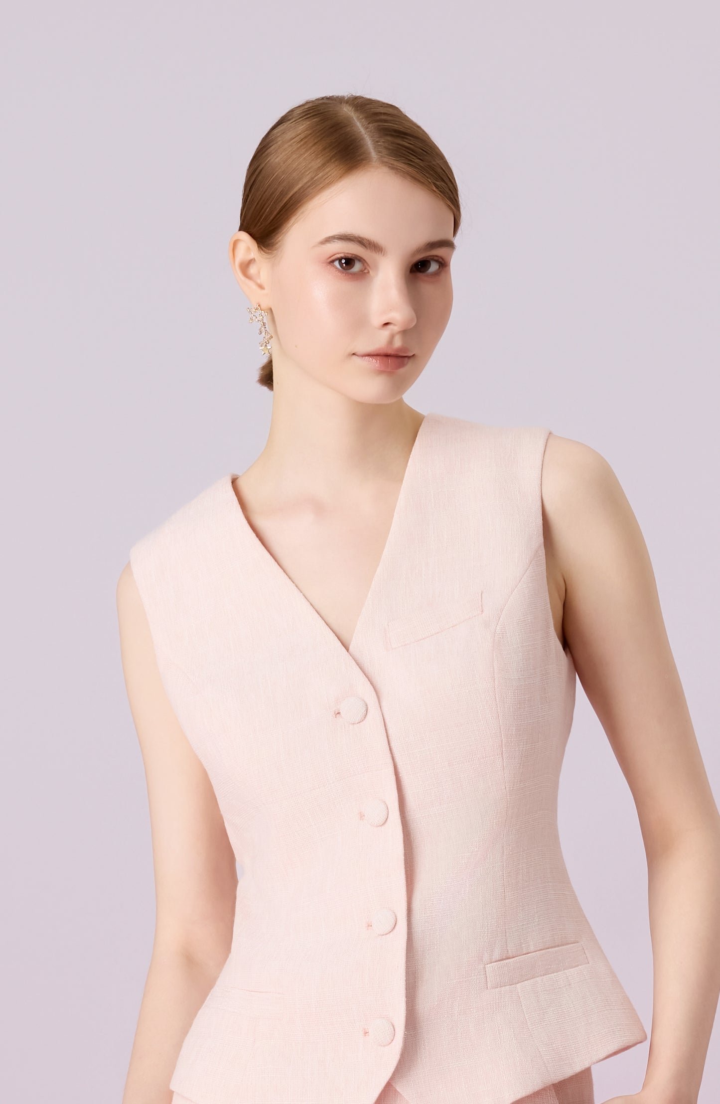 Jessamine Brush Pink Button-Up Vest