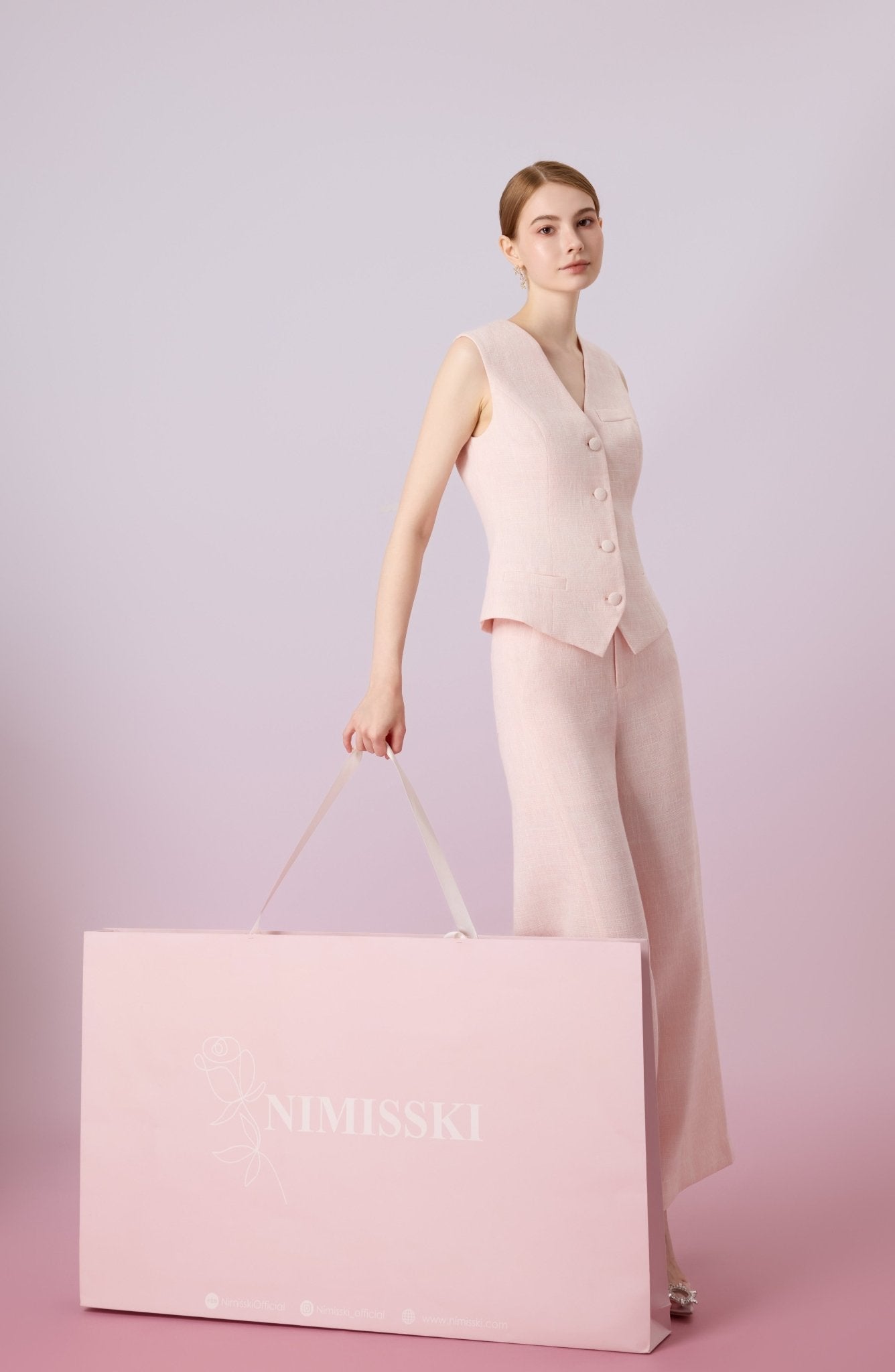 Jessamine Brush Pink Button - Up Vest - Nimisski