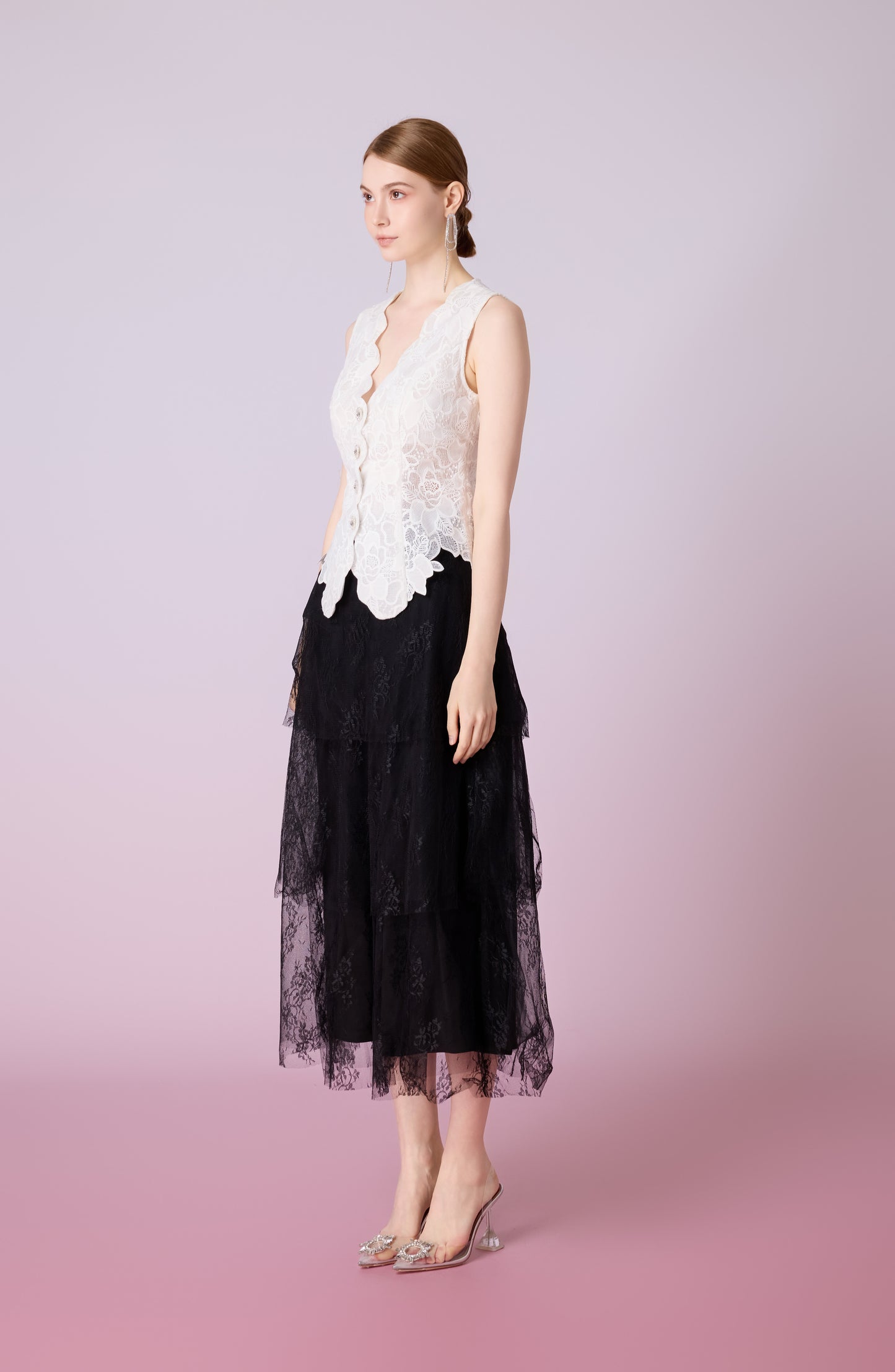 Jacquenetta White Lace Vest Top