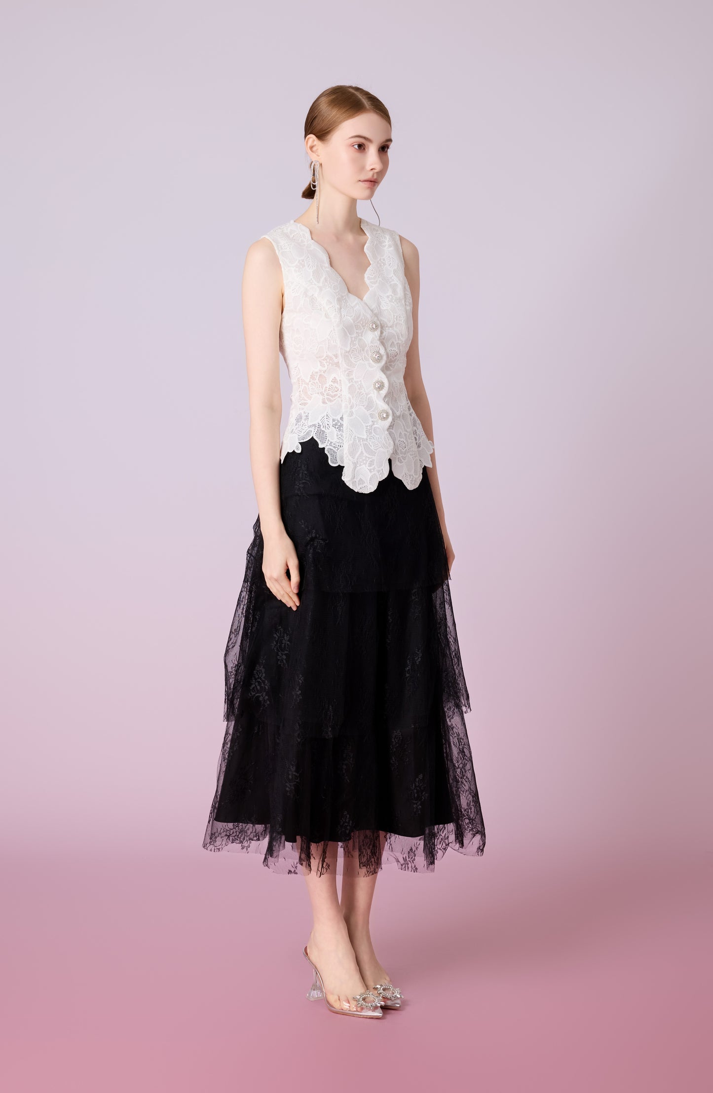 Jacquenetta White Lace Vest Top