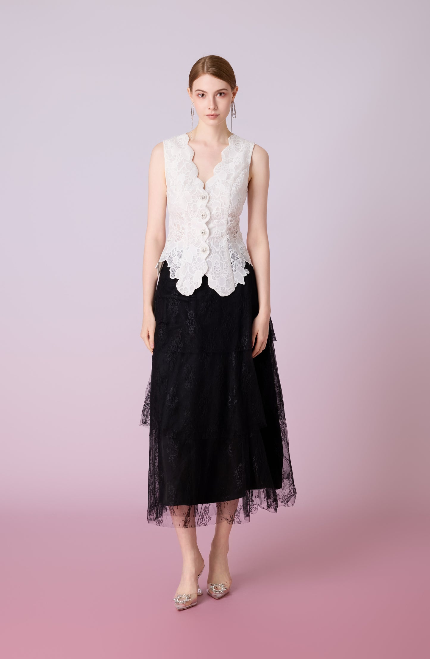 Jacquenetta White Lace Vest Top