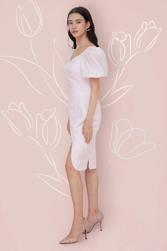 Florina Pink Jacquard Dress - Nimisski