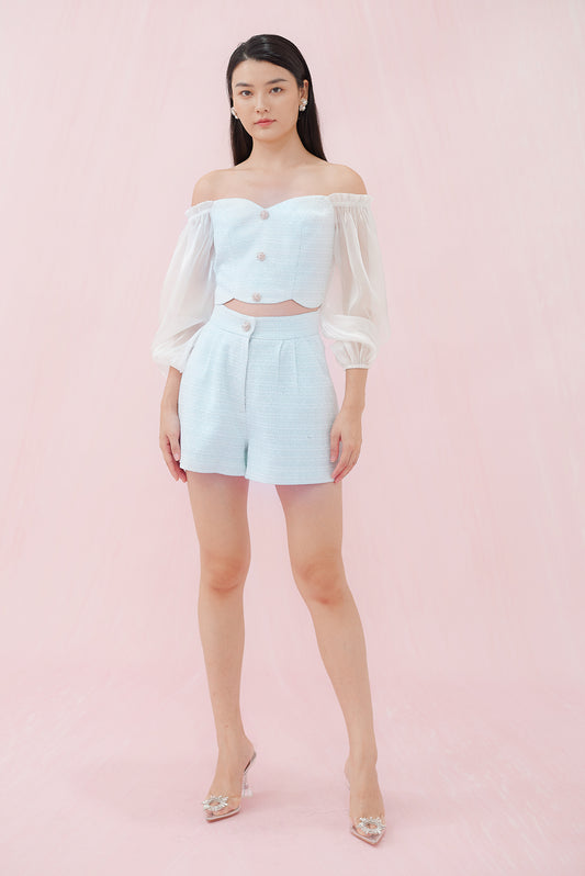 Franki Blue Tweed Shorts - Nimisski