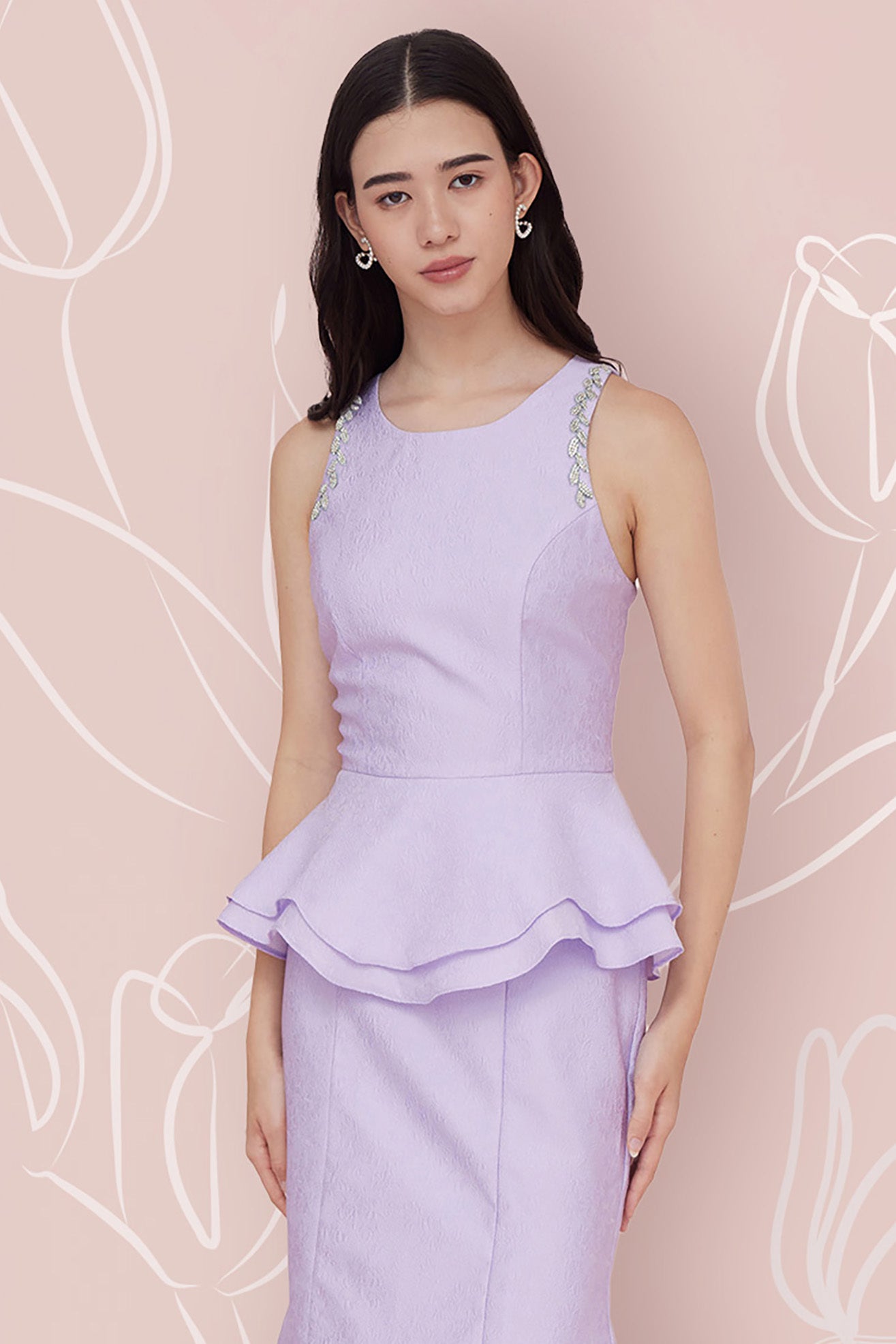Frederika Purple Jacquard Dress - Nimisski