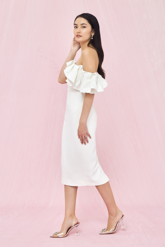 Gayleen White-Off Shoulder Dress