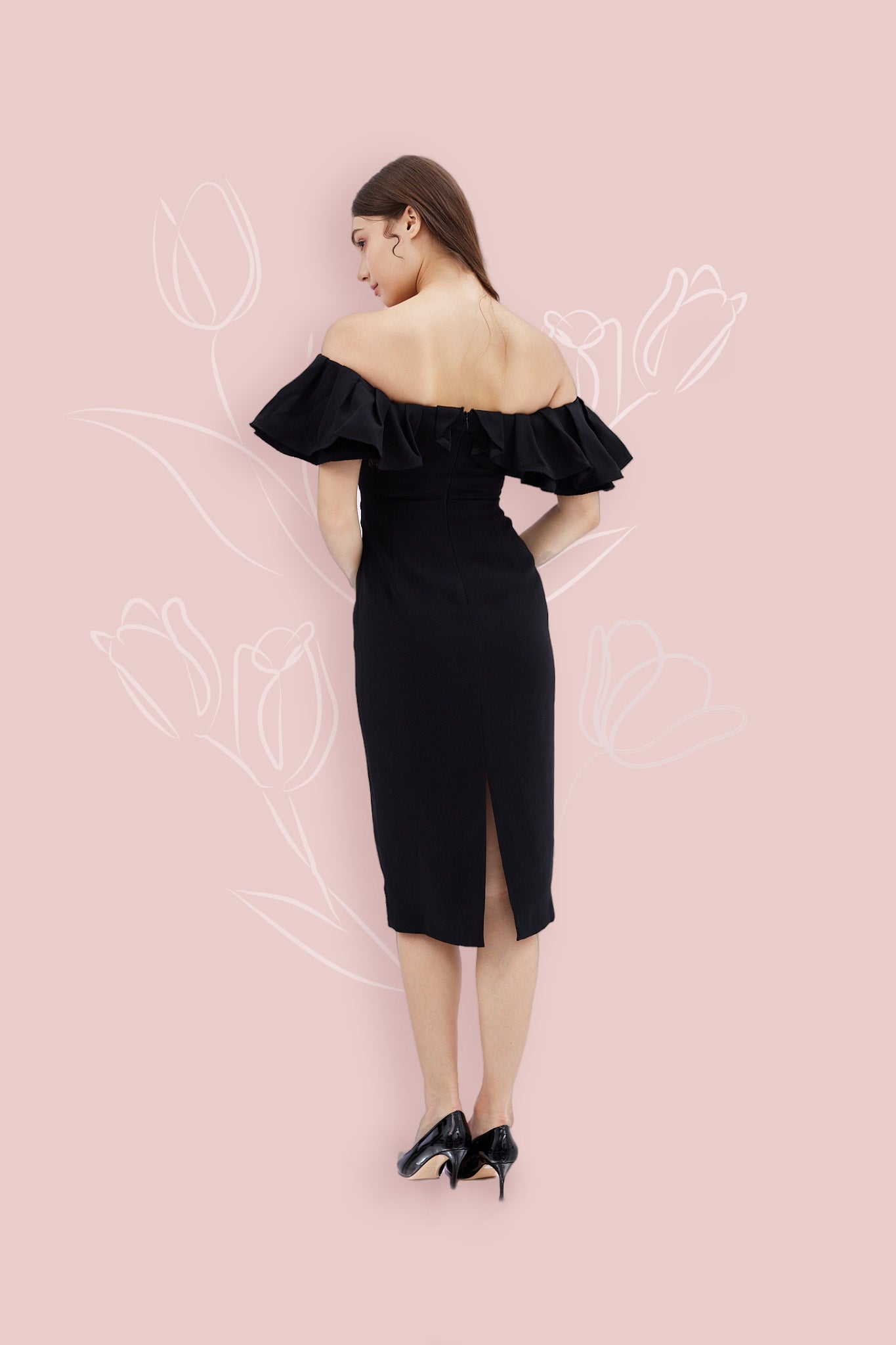 Gayleen Black Off-Shoulder Dress