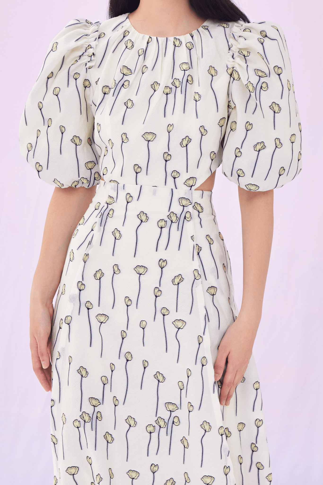 Georgene Black Flower Jacquard Dress - Nimisski