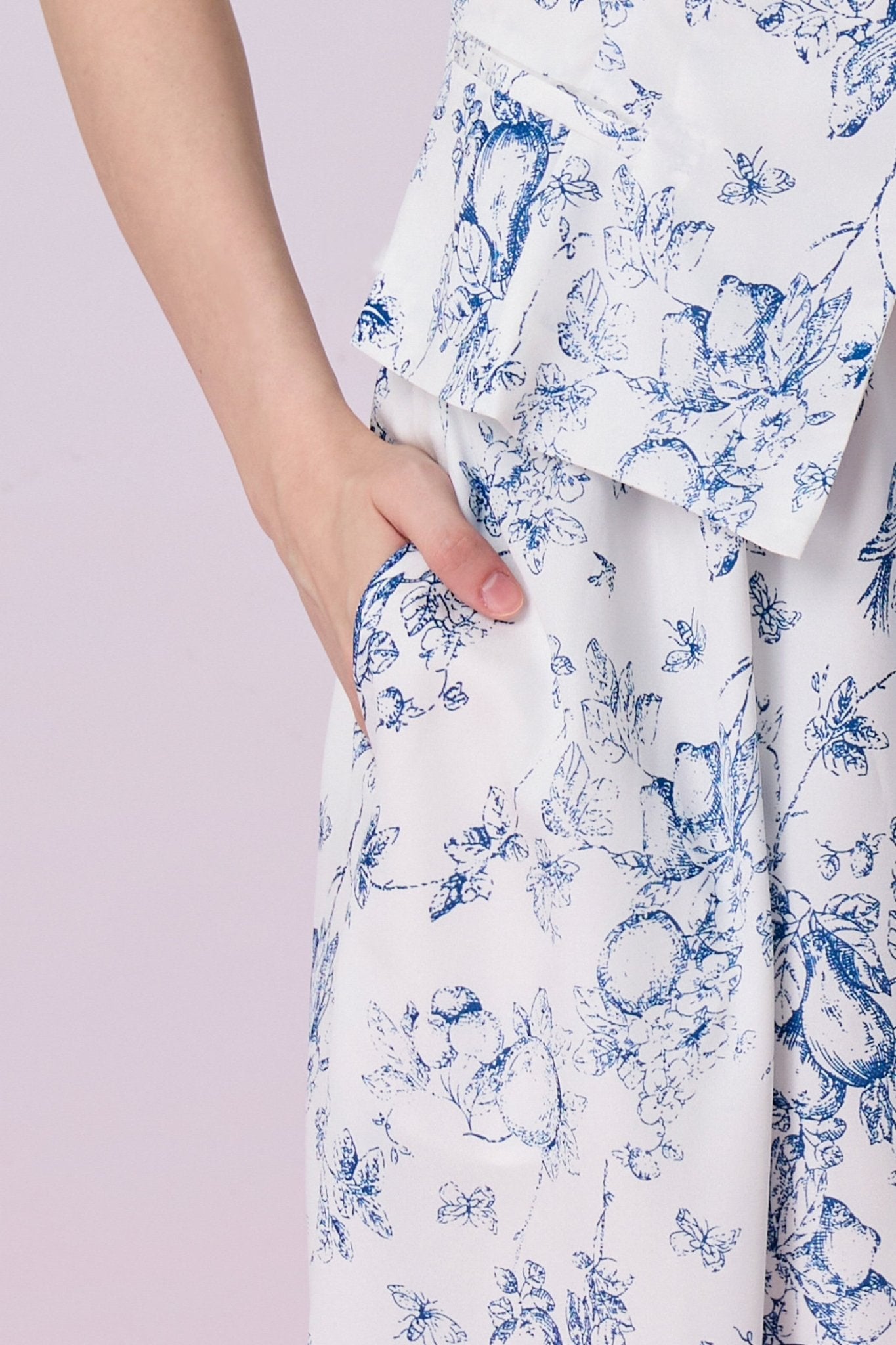 Jaculine Blue Print In White Skirt - Nimisski