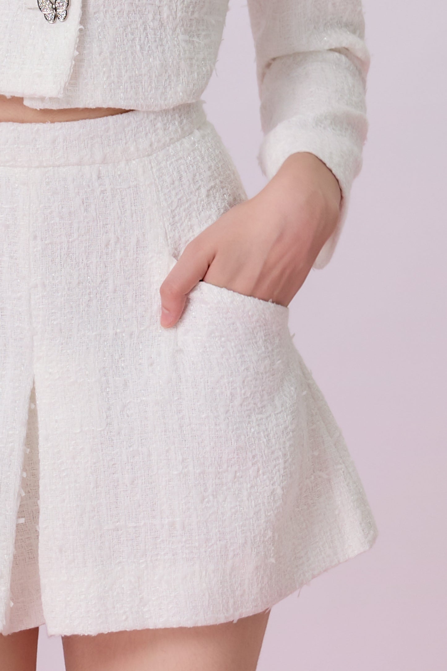 Gillianna White Tweed A Line Shorts