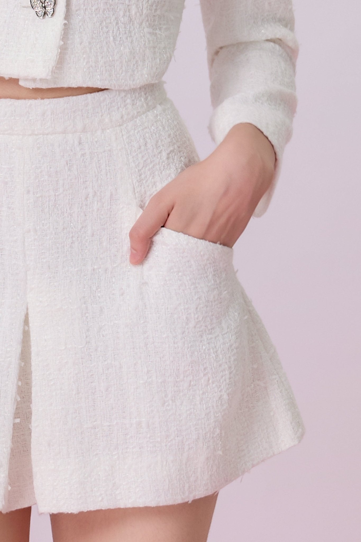 Gillianna White Tweed A Line Shorts - Nimisski