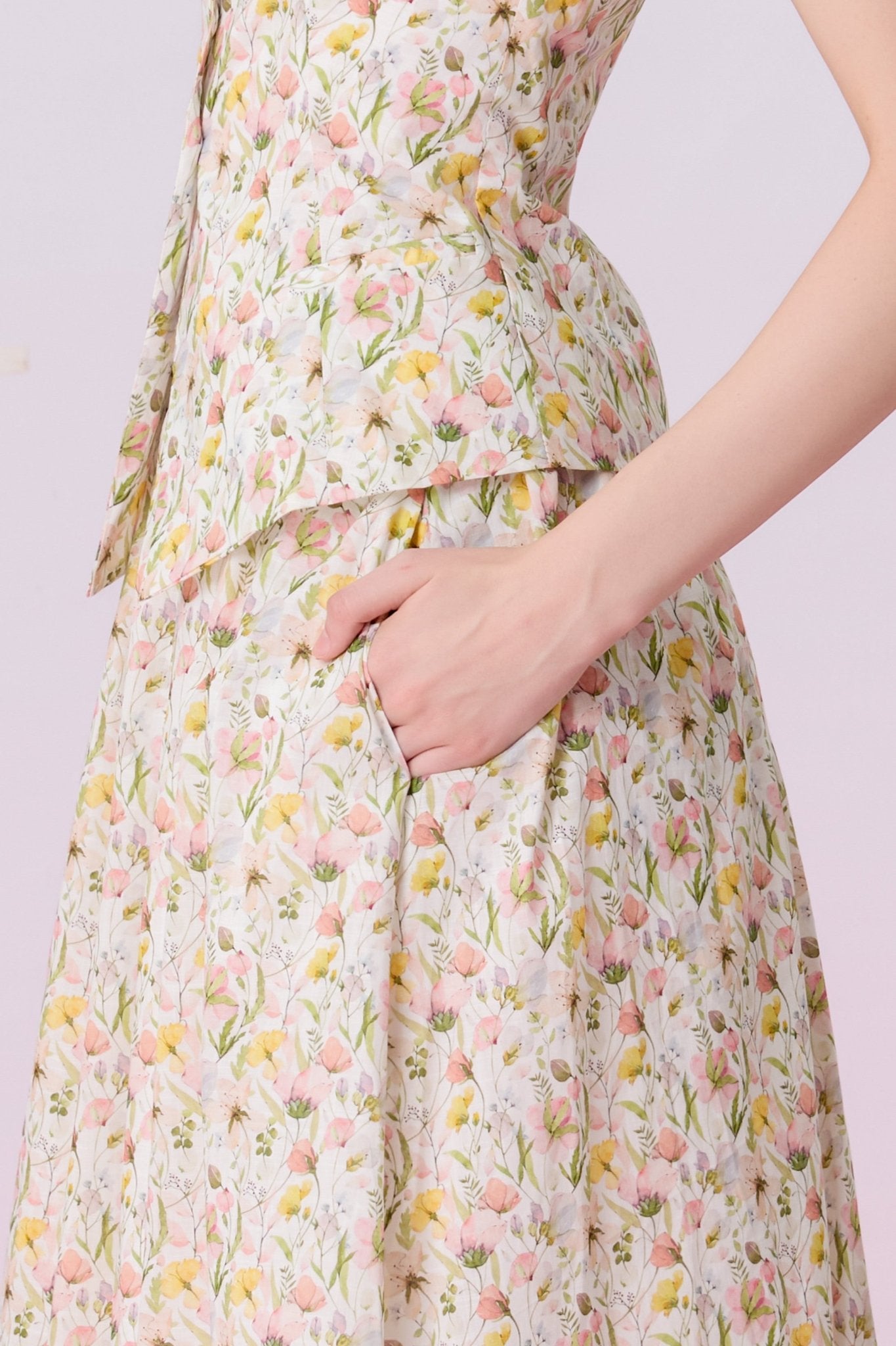 Jaculine Ivory Floral Print Skirt - Nimisski