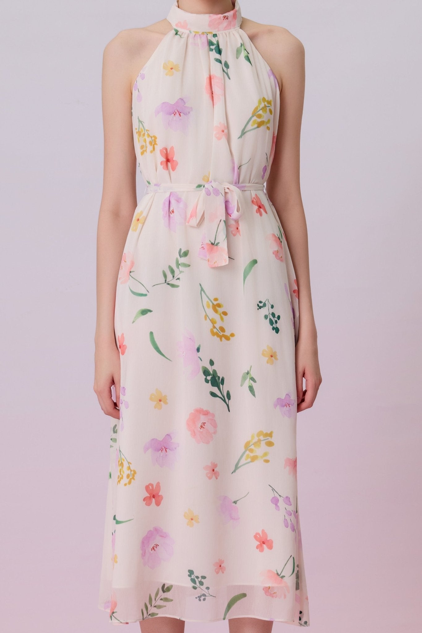 Geertruida Floral Print In Soft Yellow Dress - Nimisski