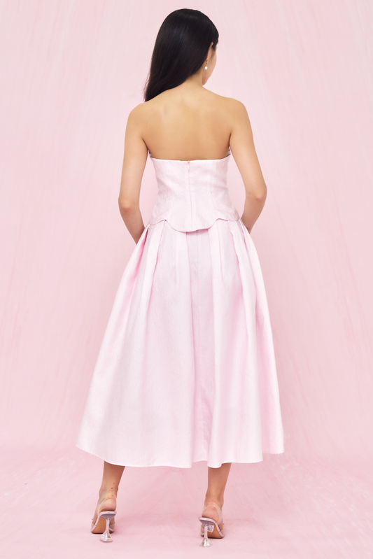 Lainey Pink Jacquard Long Skirt