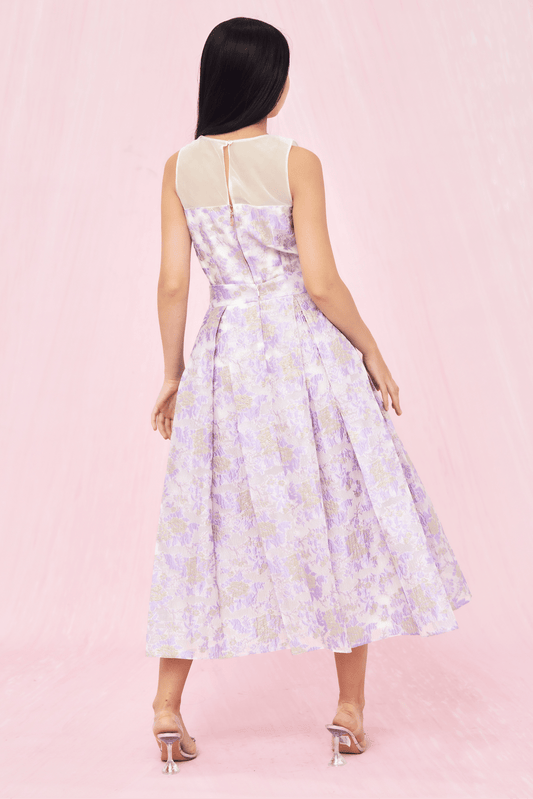 Lucille Purple Gold Jacquard Long Skirt - Nimisski