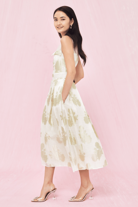 Lucille White Jacquard Long Skirt - Nimisski