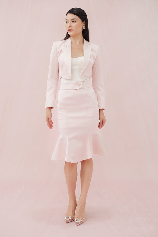 Marriska Mermaid Pink Satin Skirt - Nimisski
