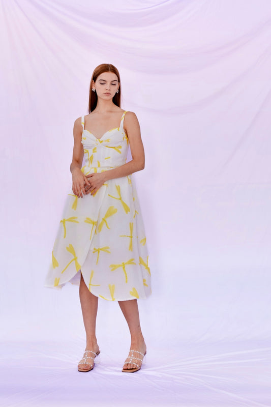 Diana Dragonfly Print A Line Midi Skirt