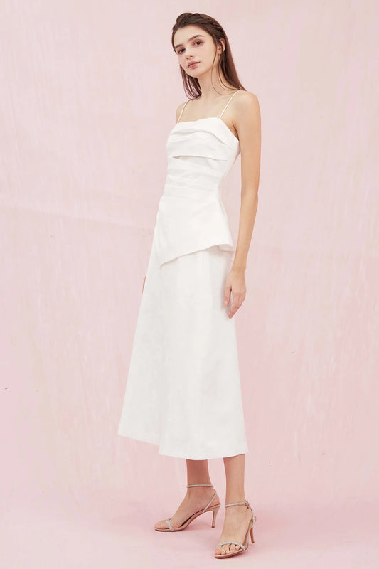 Azure White Jacquard A - line Skirt - Nimisski