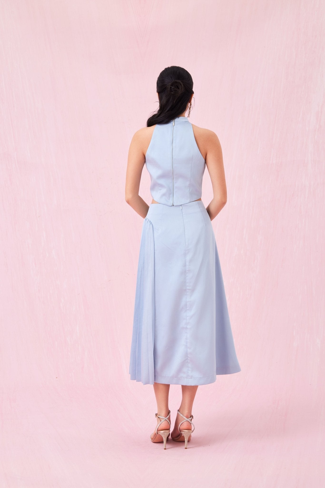 Cendrine Blue Satin Halter Top - Nimisski