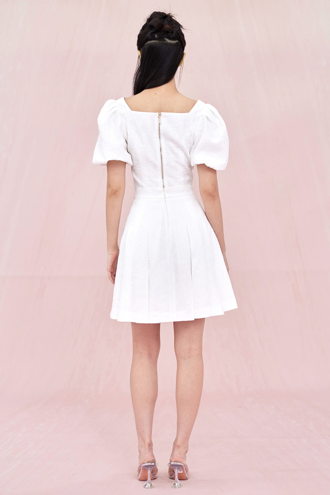 Geeta White Jacquard Skirt