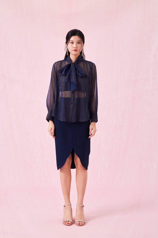 Caliste Navy Pencil Skirt - Nimisski