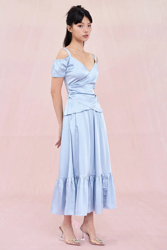 Allerie Blue Satin Skirt - Nimisski