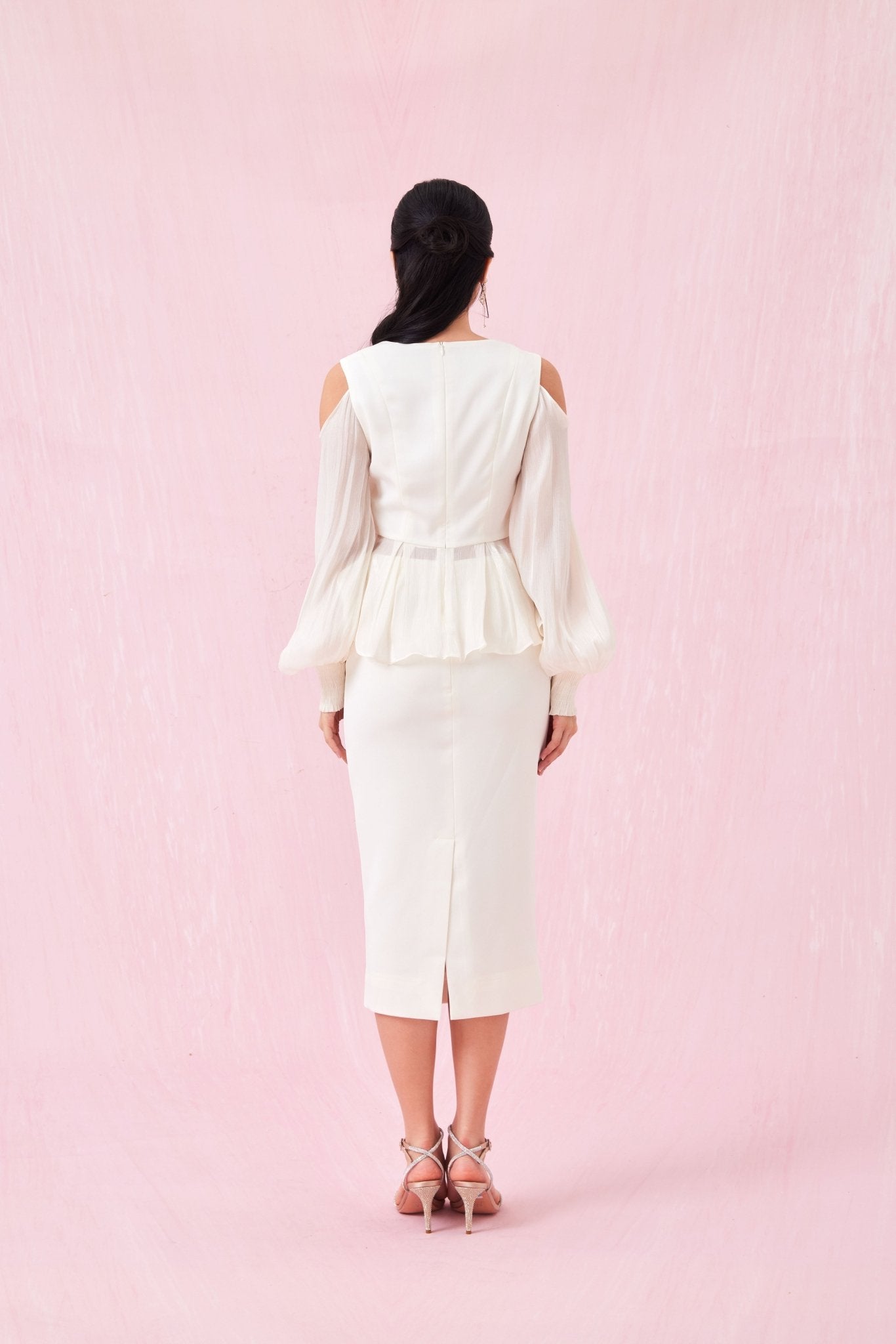 Ghalia Beige Midi Skirt - Nimisski