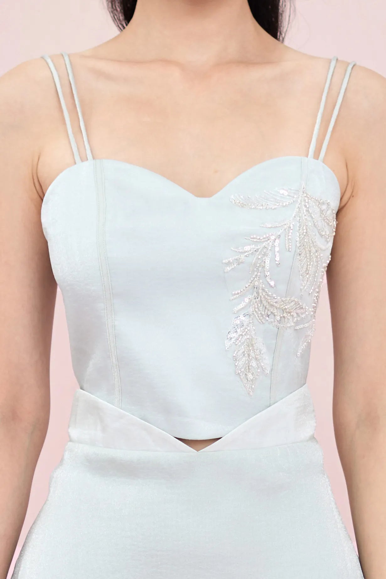 Begonia Green Organza Strap Top - Nimisski