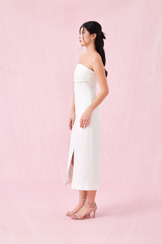Brier White Midi Tube Dress