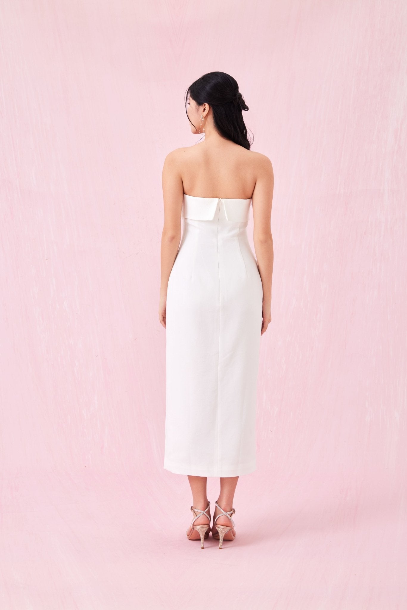 Brier White Midi Tube Dress - Nimisski