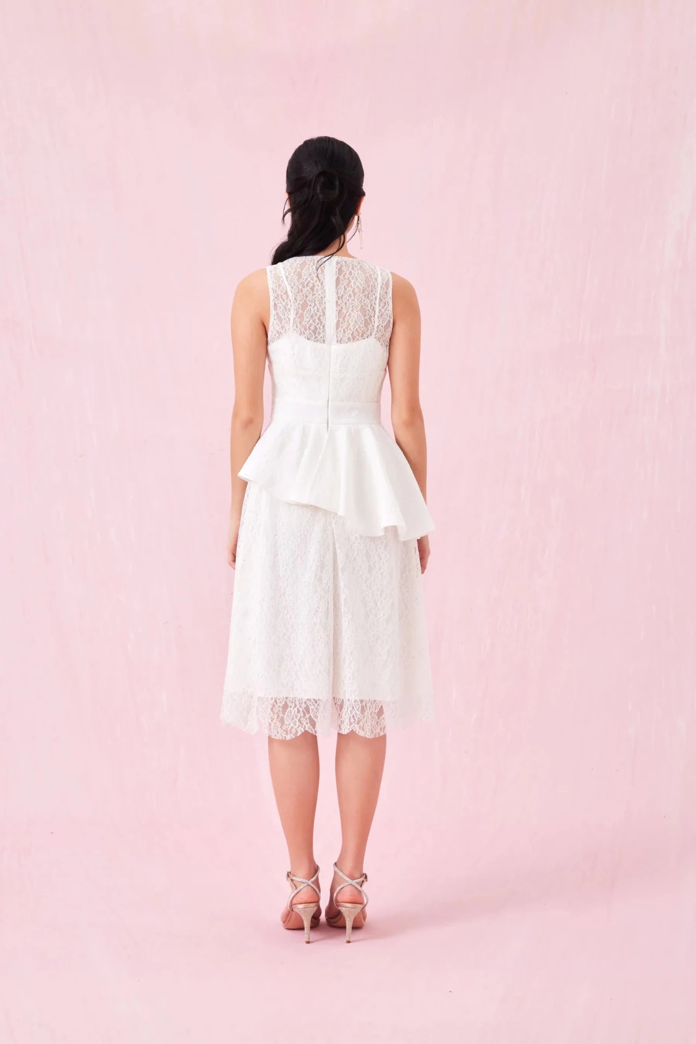 Annabell White Lace Peplum Dress - Nimisski