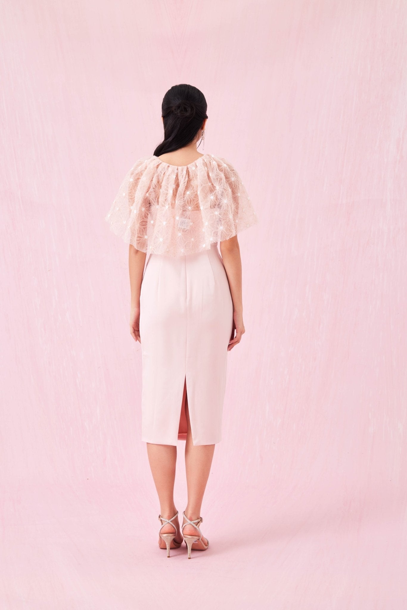 Carressa Pink Spag Midi Dress - Nimisski