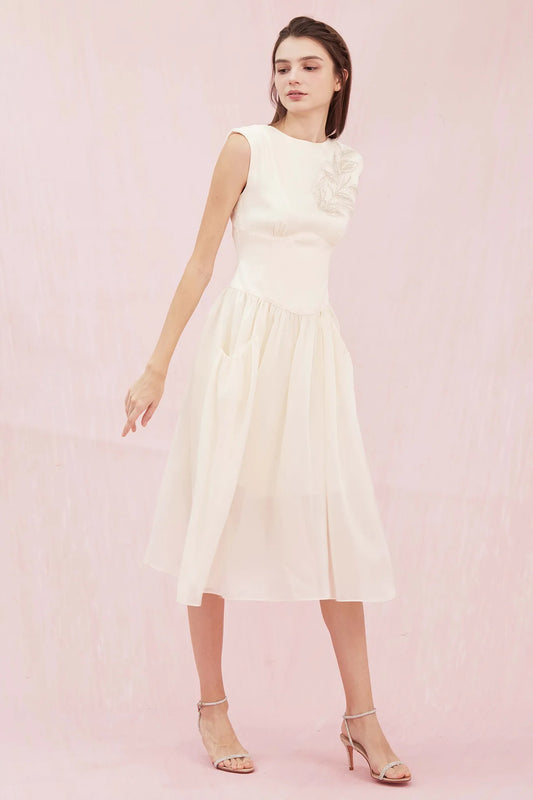 Angelette Beige Organza Dress - Nimisski