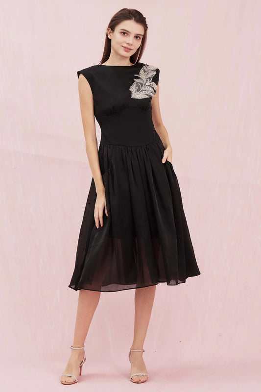Angelette Black Organza Dress - Nimisski